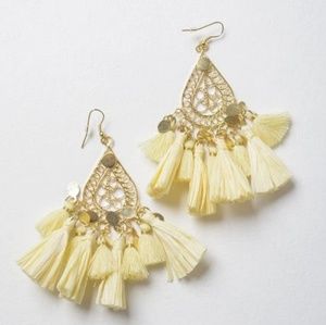 Filigree Rafia Chandelier Earrings- Ivory